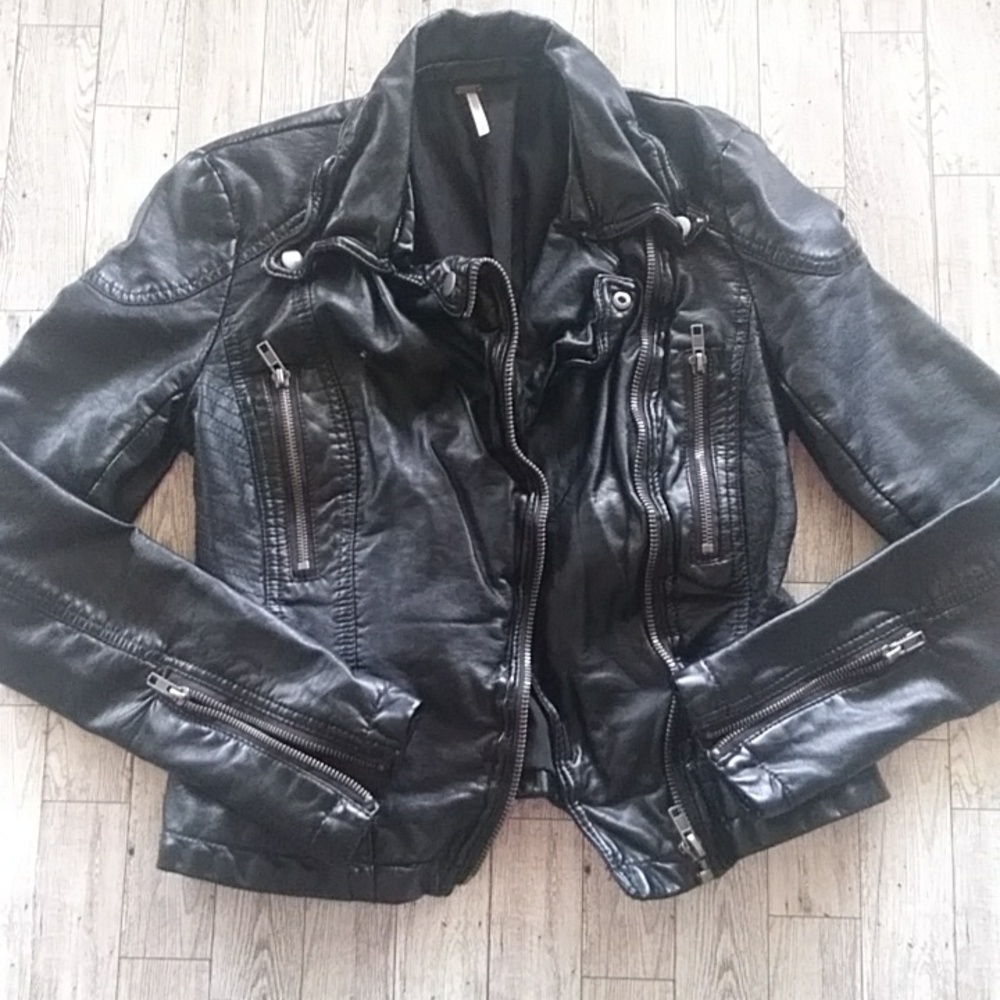 Free People Faux Black Leather Jacket